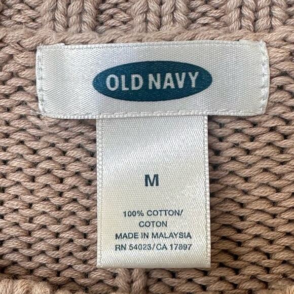 Vintage Old Navy Cable Knit Sweater 100% Cotton 3/4 Sleeves Size Medium Tan - Picture 5 of 15